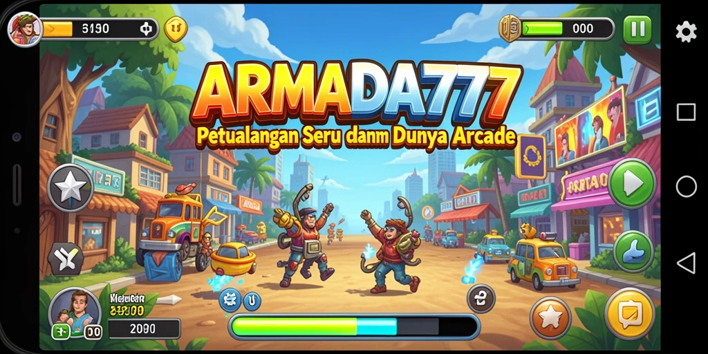 Screenshot menunjukkan karakter utama beraksi dalam dunia penuh warna dan tantangan.