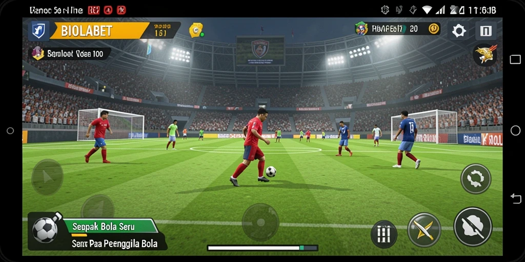 Tampilan gameplay menarik dari BIOLABET dengan aksi sepak bola nyata.