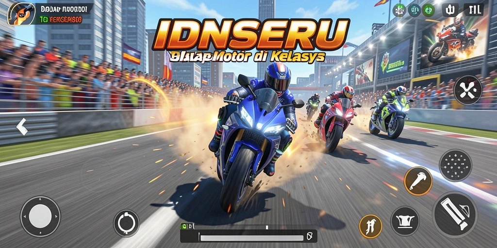 Screenshot menarik dari gameplay balapan motor di IDNSERU.