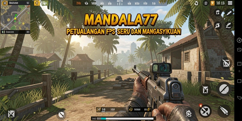 Screenshot gameplay MANDALA77 yang menampilkan aksi menembak yang mendebarkan.