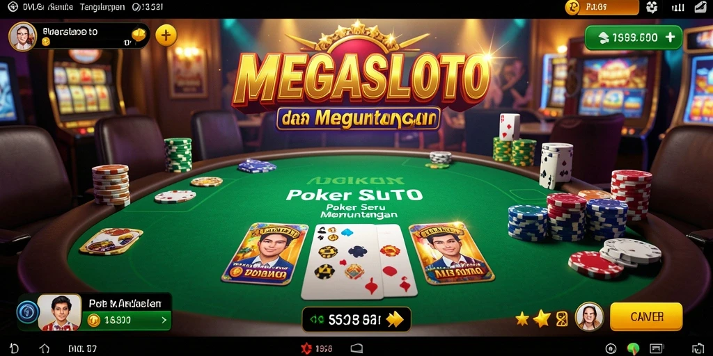 Tampilan gameplay MEGASLOTO yang seru dan interaktif dalam permainan Poker.