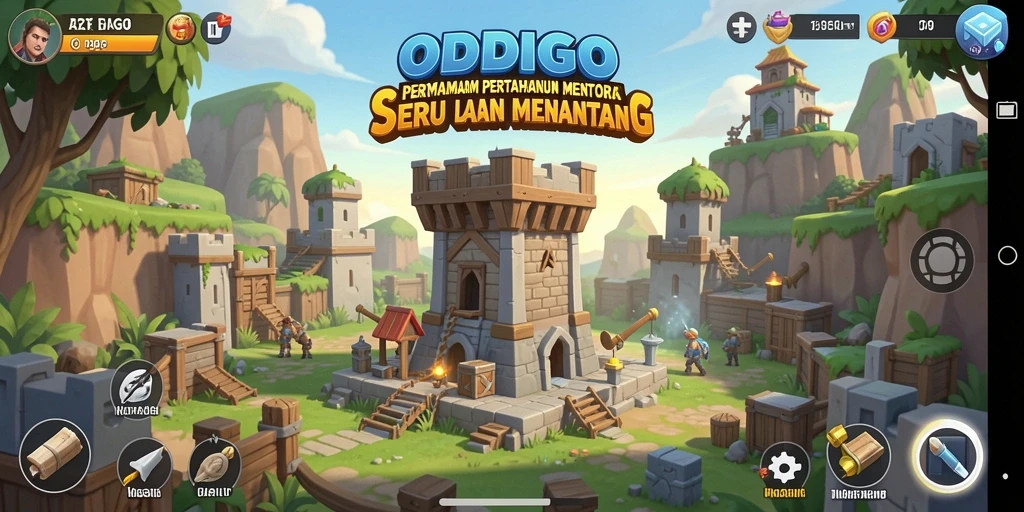 Tampilan menara pertahanan yang strategis dalam ODDIGO.