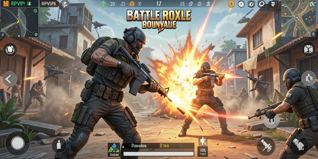 Screenshot gameplay menampilkan aksi seru Battle Royale