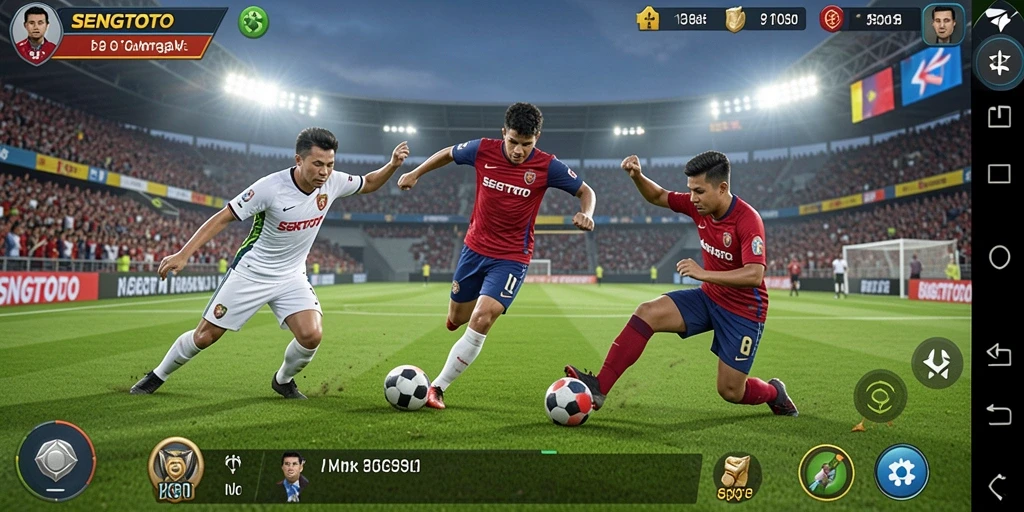 Tampilan gameplay SENGTOTO dengan aksi olahraga yang seru.