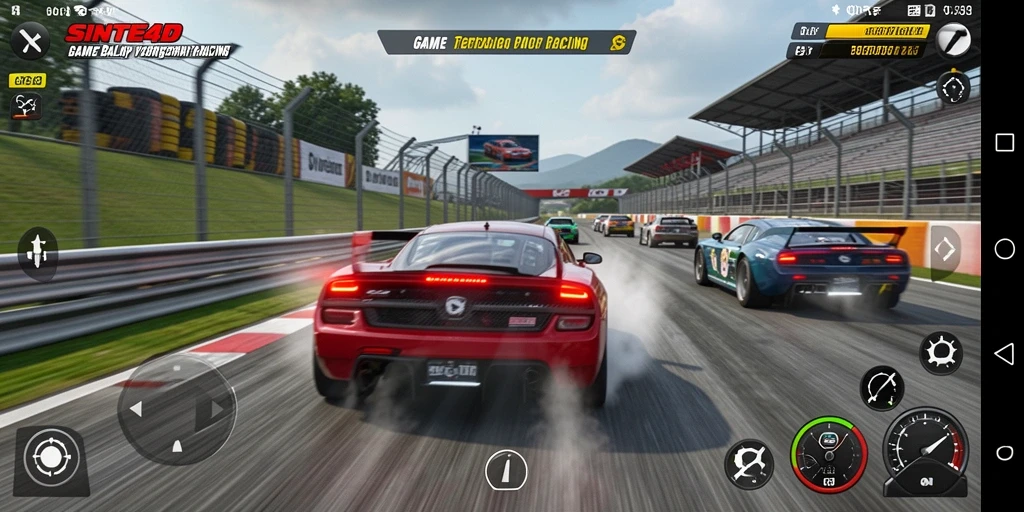 Tampilan seru gameplay balap di SINTE4D dengan mobil berkualitas.